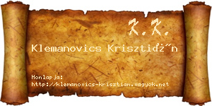 Klemanovics Krisztián névjegykártya